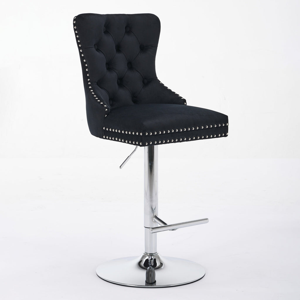 Modern Upholstered Swivel Velvet Barstools (Set of 2)