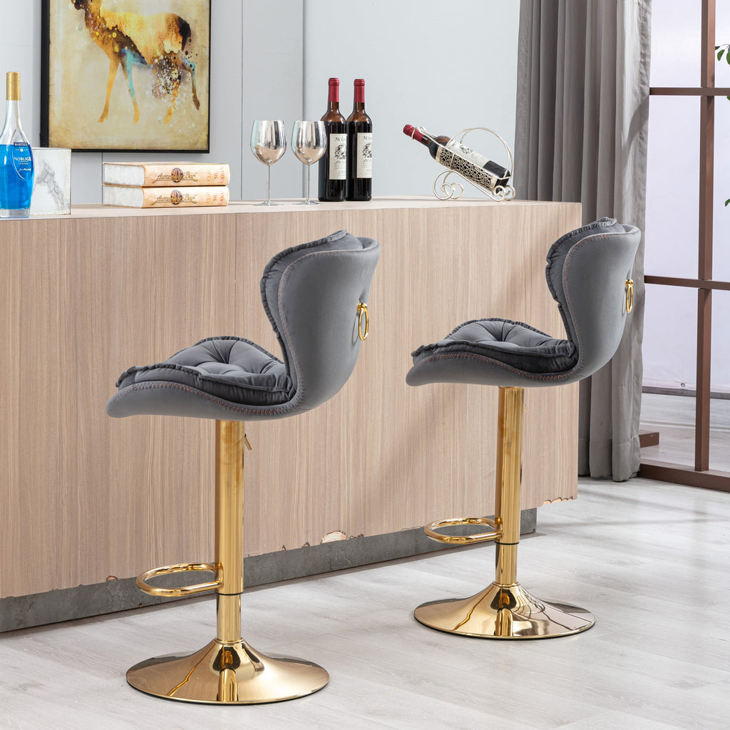 Bar Stools with Chrome Footrest and Base (Set of 2 )