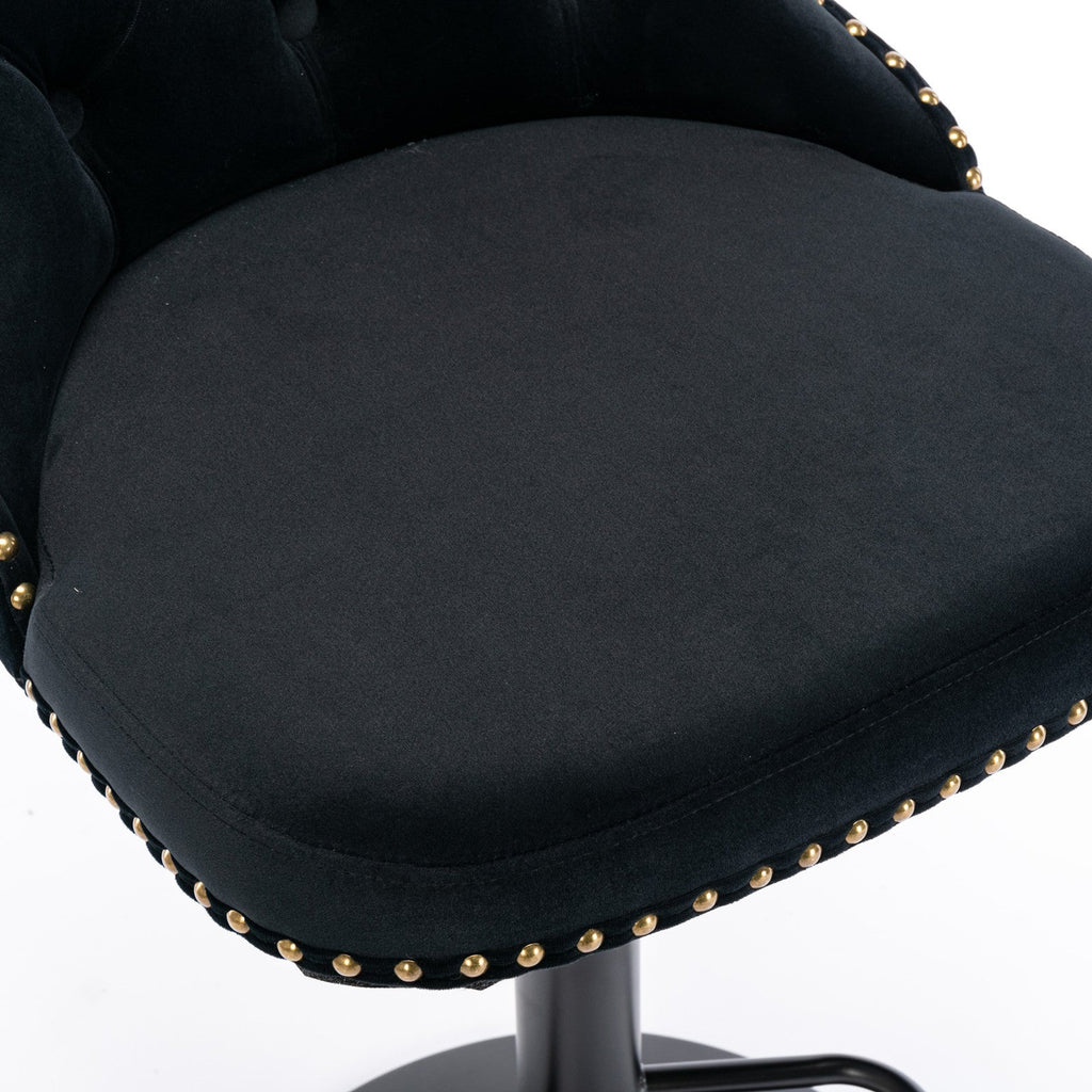 Modern Swivel Velvet Barstools Adjusatble Seat (Set of 2)