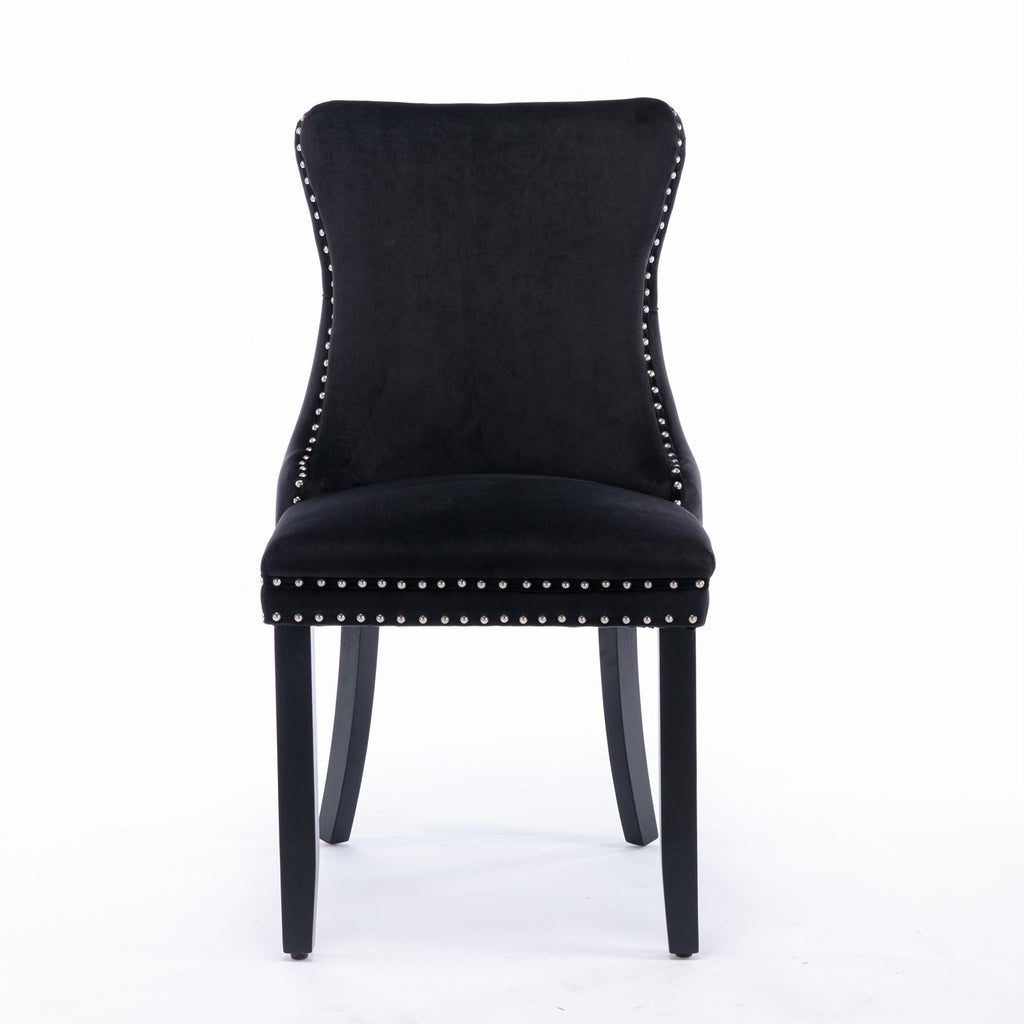 Modern Velvet Upholstered Wing-Back Dining Chairs (Set of 2)