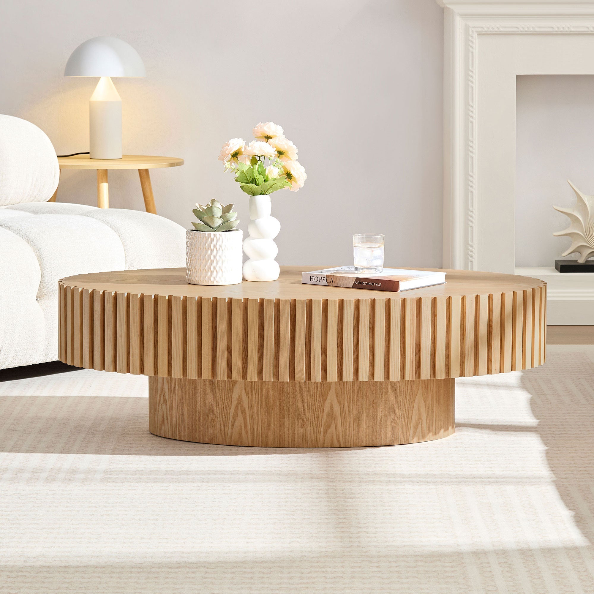 Modern MDF Handcraft Oval Coffee Table