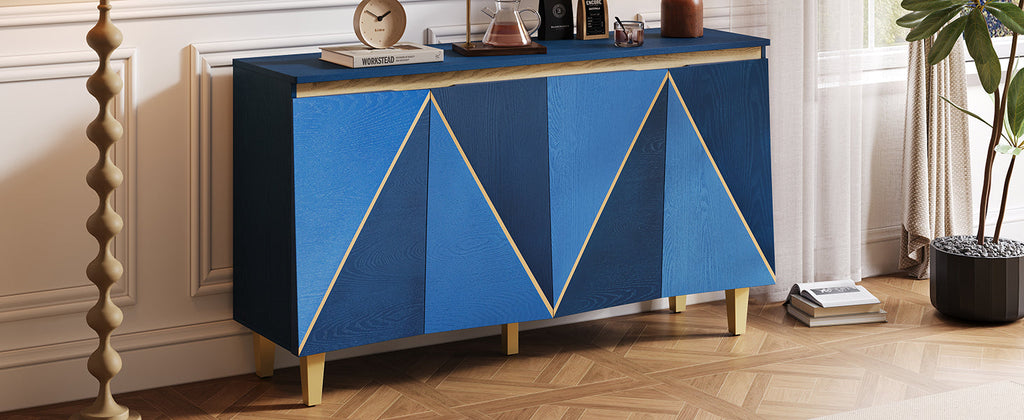 60' Retro Sideboard Cabinet with Adjustable Shelves