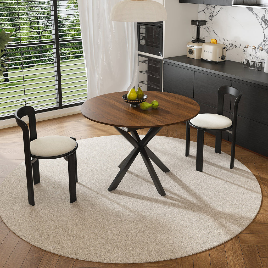 Modern Solid Wood Veneer Retractable Dining Table
