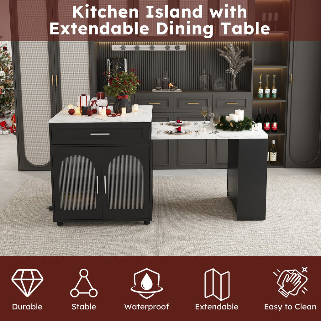 Expandable Kitchen Island with Dining Table