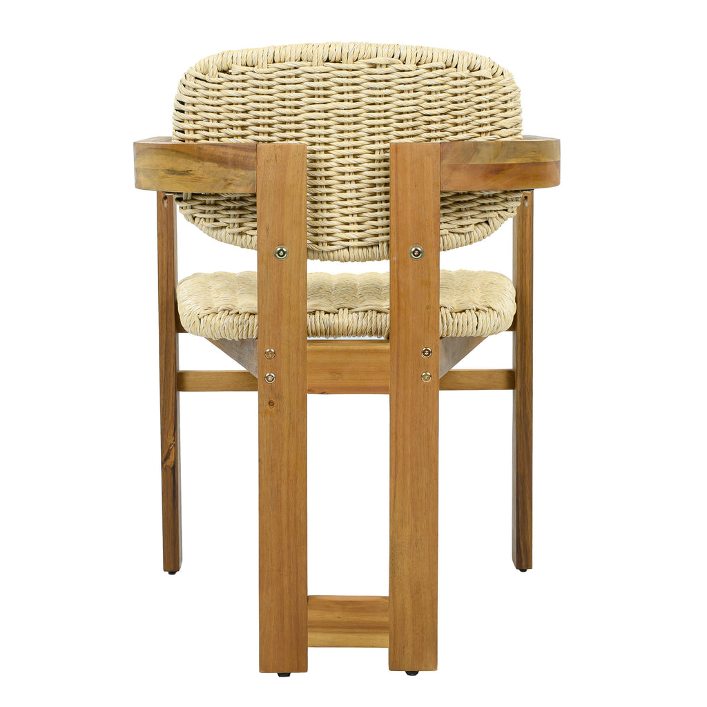 2-seat Woven Outdoor Chairs, Comfy Patio Seating with Elegant Teak Finish