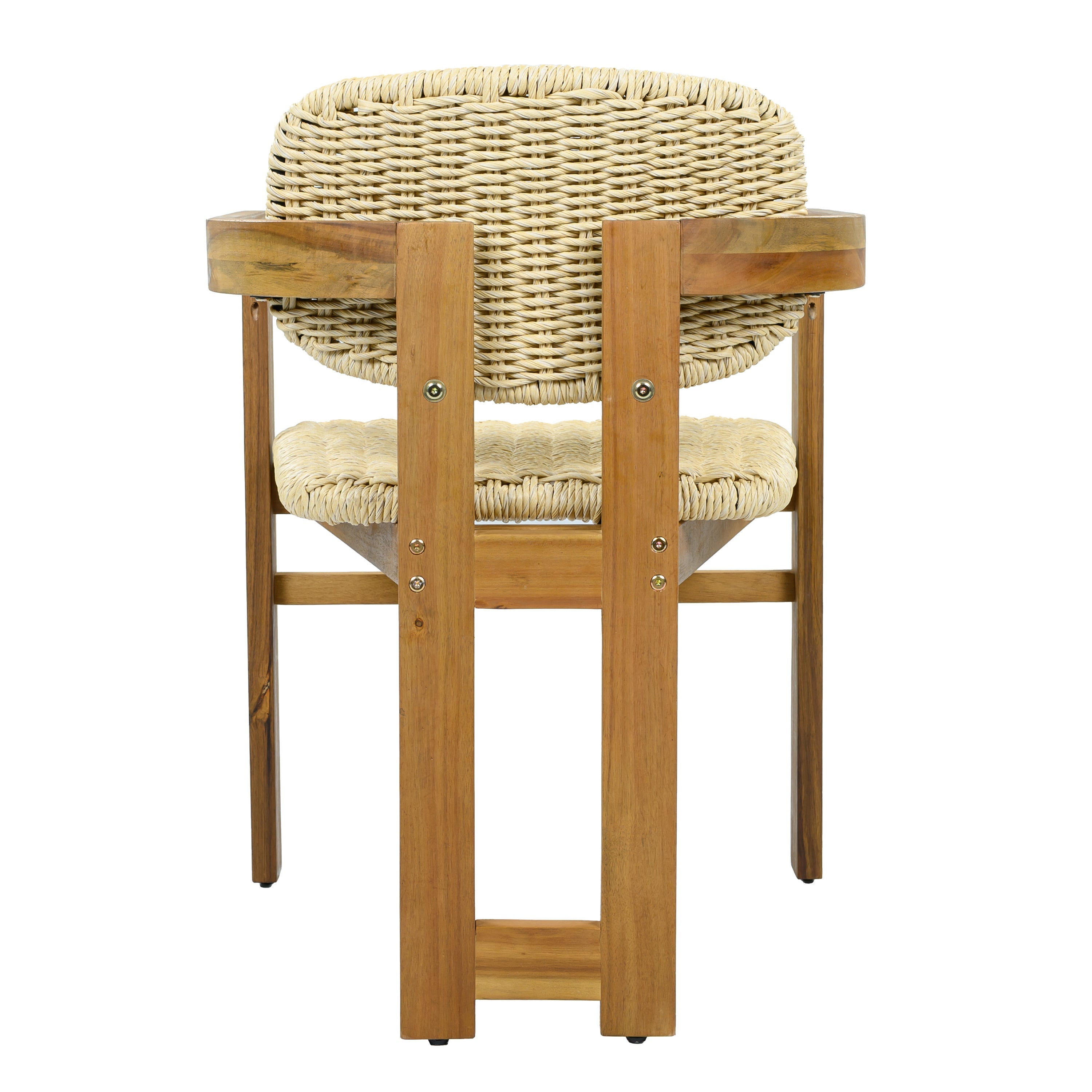 2-seat Woven Outdoor Chairs, Comfy Patio Seating with Elegant Teak Finish