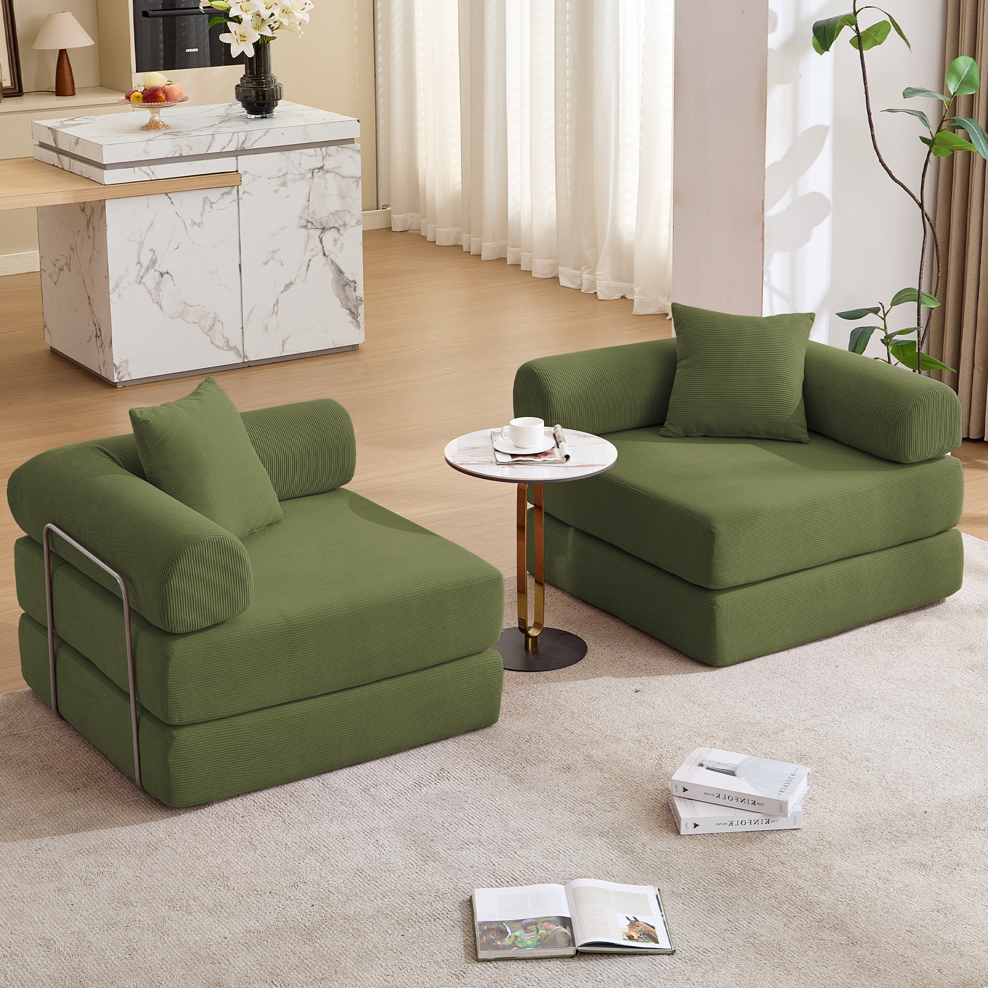 2 Seat Convertible Couch Folding Mattress Couch Sofa Bed