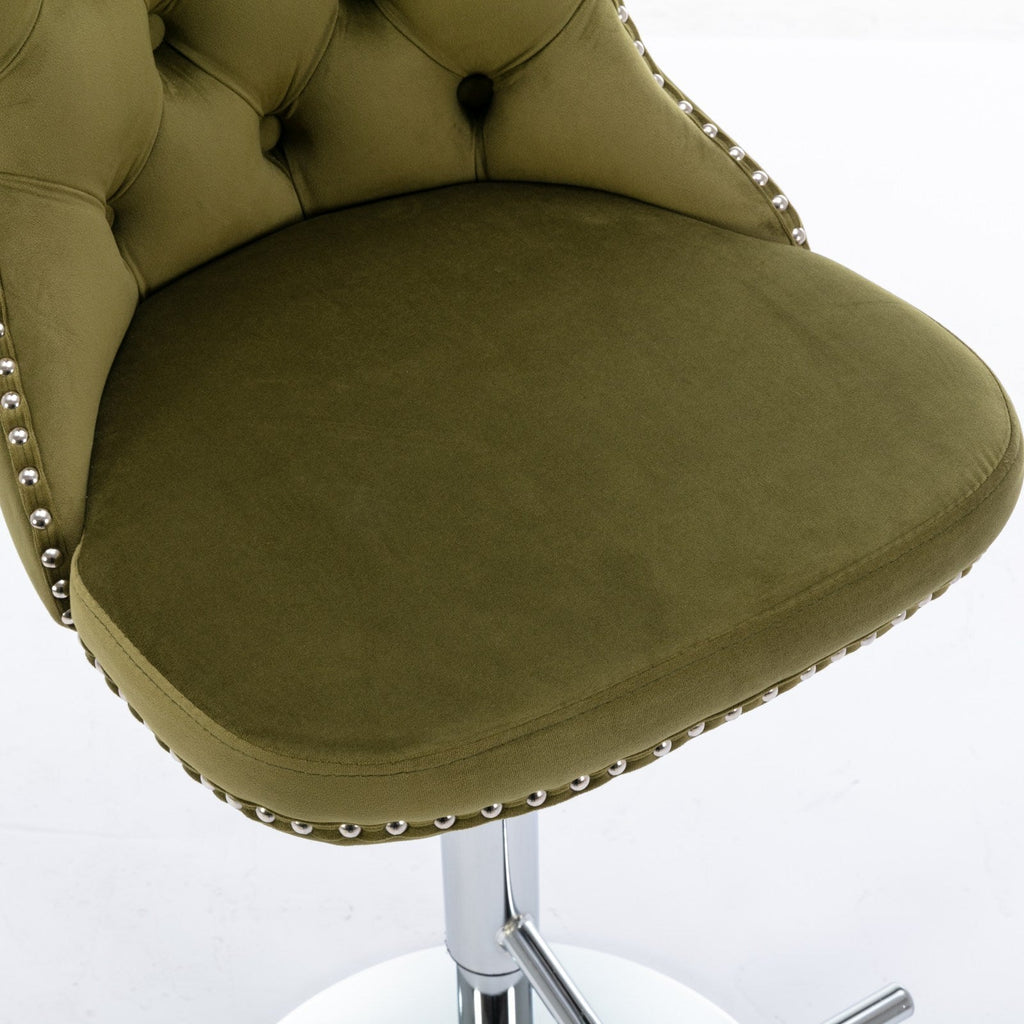 25-33 Inch Modern Velvet Swivel Barstools (Set of 2)
