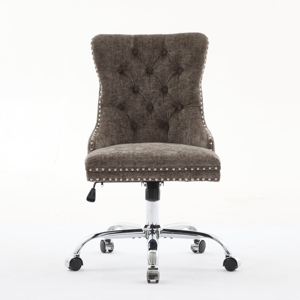 Modern Chenille Upholstered Tufted Button Home Office Chair