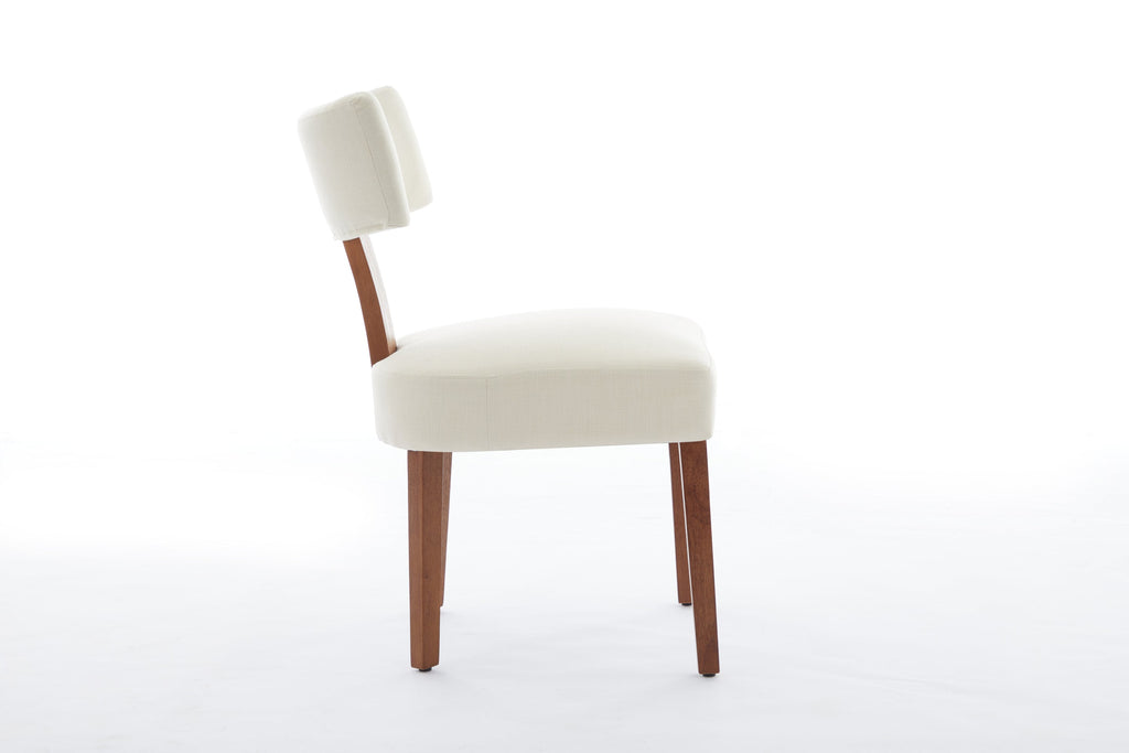 2Pcs  Modern Armless Dining Chairs With Curved Wingback and Solid Wooden Legs