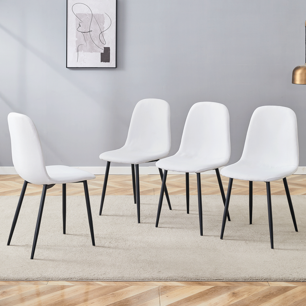 Luxury Simple Chair Black Linen Dining Chair  (Set of 4)
