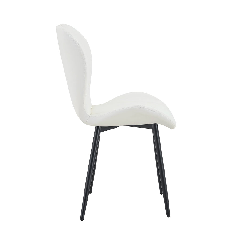 Set of 4 Fabric Dining Chairs Black Metal Frame Wide Cushioned Comfortable