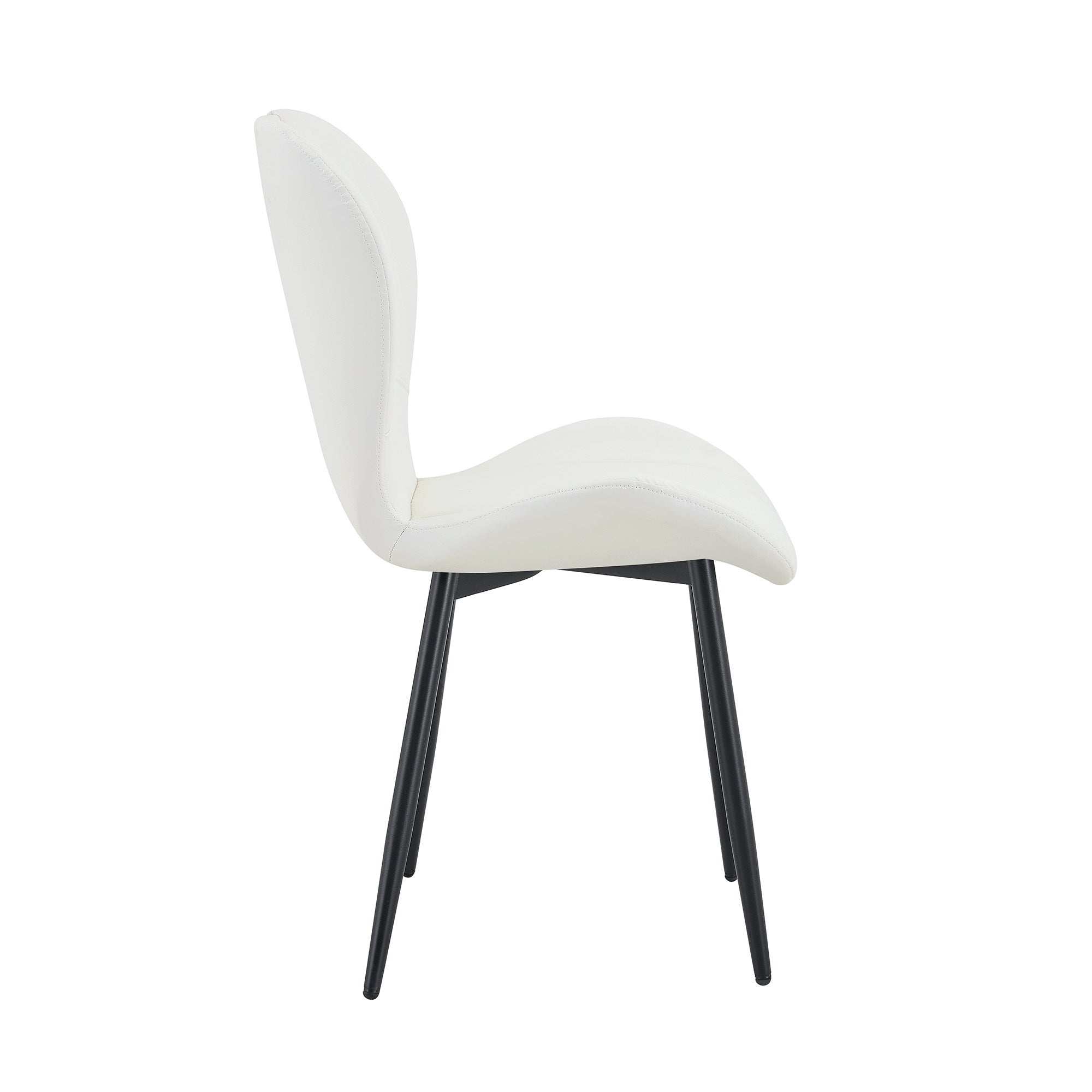 Set of 4 Fabric Dining Chairs Black Metal Frame Wide Cushioned Comfortable