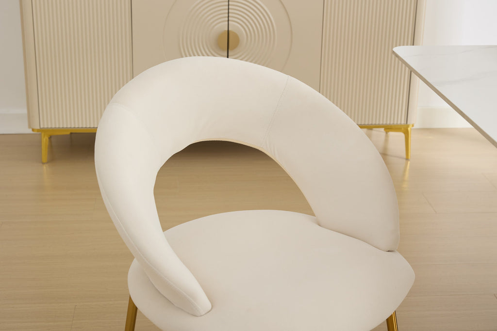 Velvet/Teddy Fabric Dining Chairs with Curved Backrest
