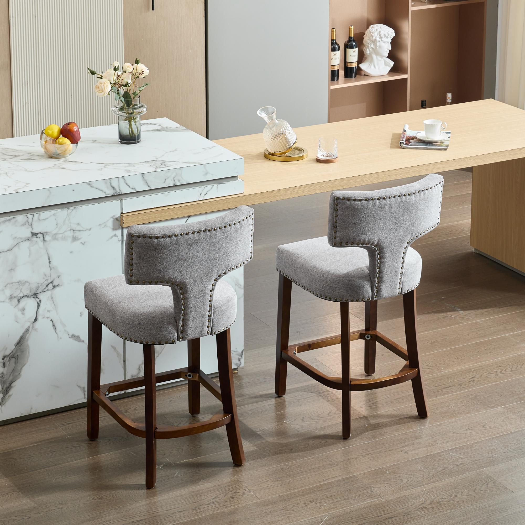 Mid Century Modern Counter Height Bar Stools (Set of 2)