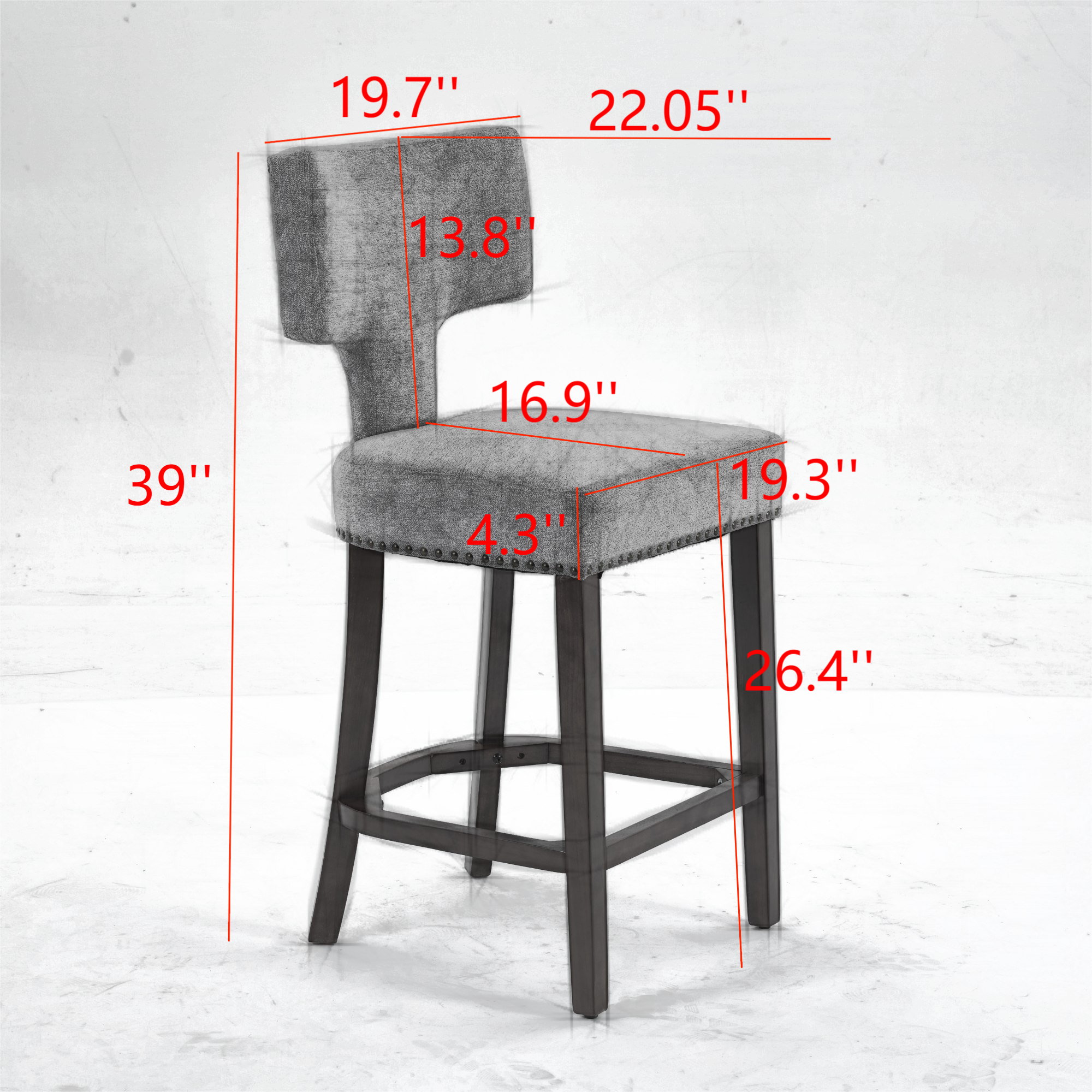 Mid Century Modern Counter Height Bar Stools (Set of 2)