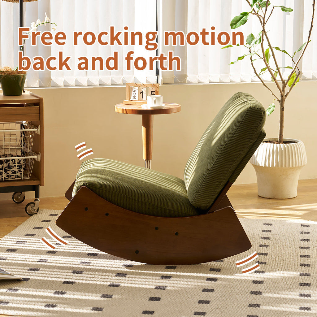 Corduroy Glider Rocking Chair with Solid Wood Frame