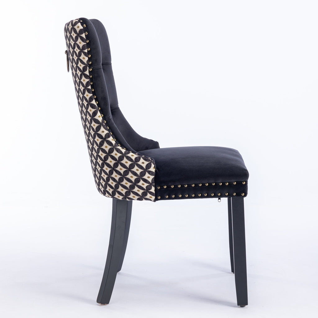 Modern High-end Tufted Solid Wood Velvet Dining Chair(Set of 2)