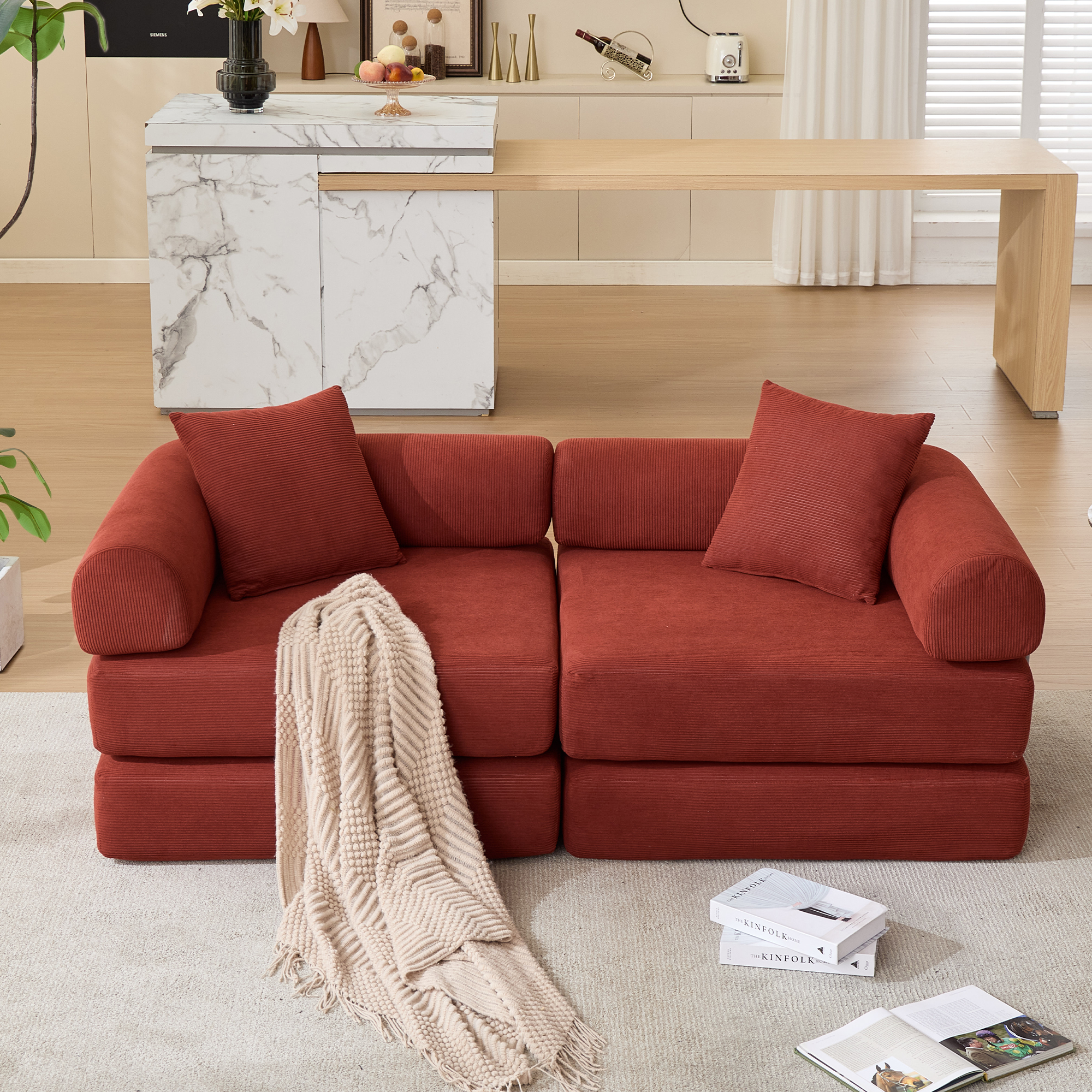 2 Seat Convertible Couch Folding Mattress Couch Sofa Bed
