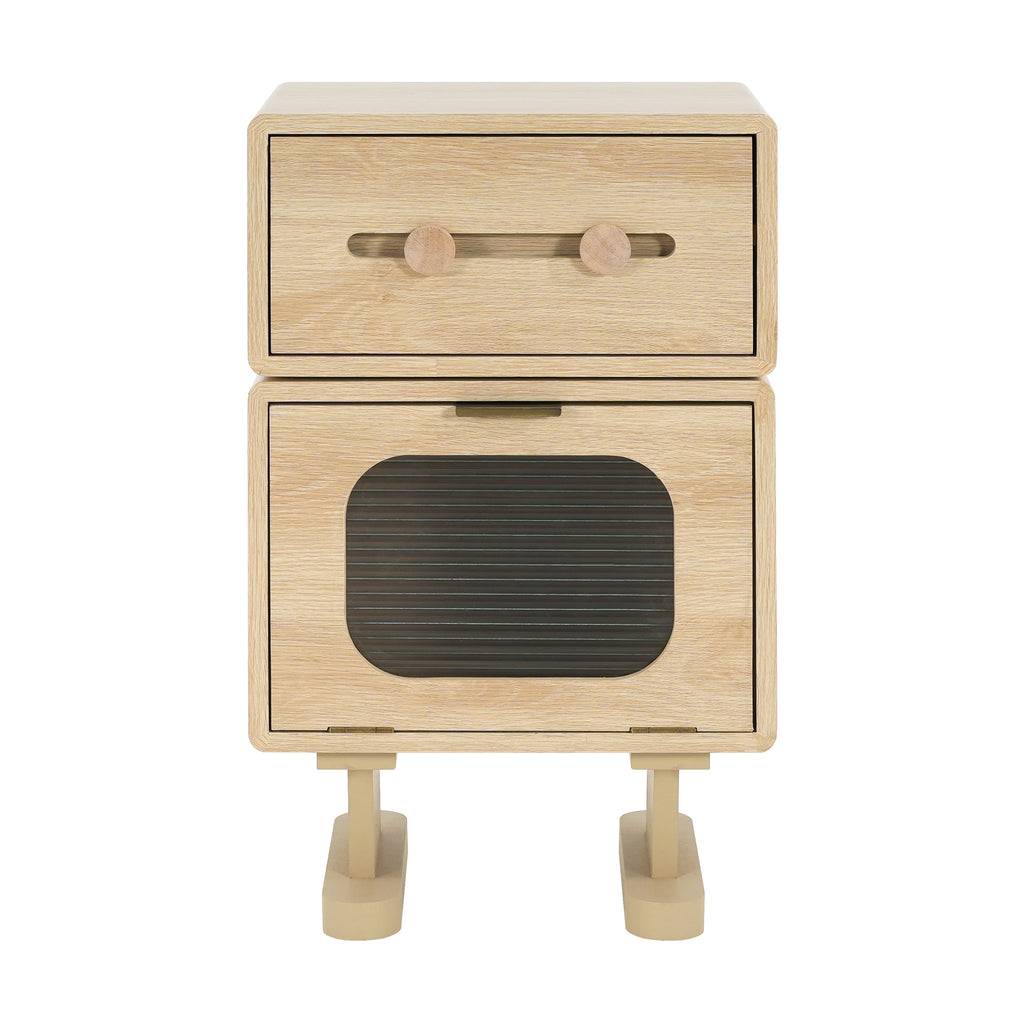 Rotating Robot Side Table with Storage