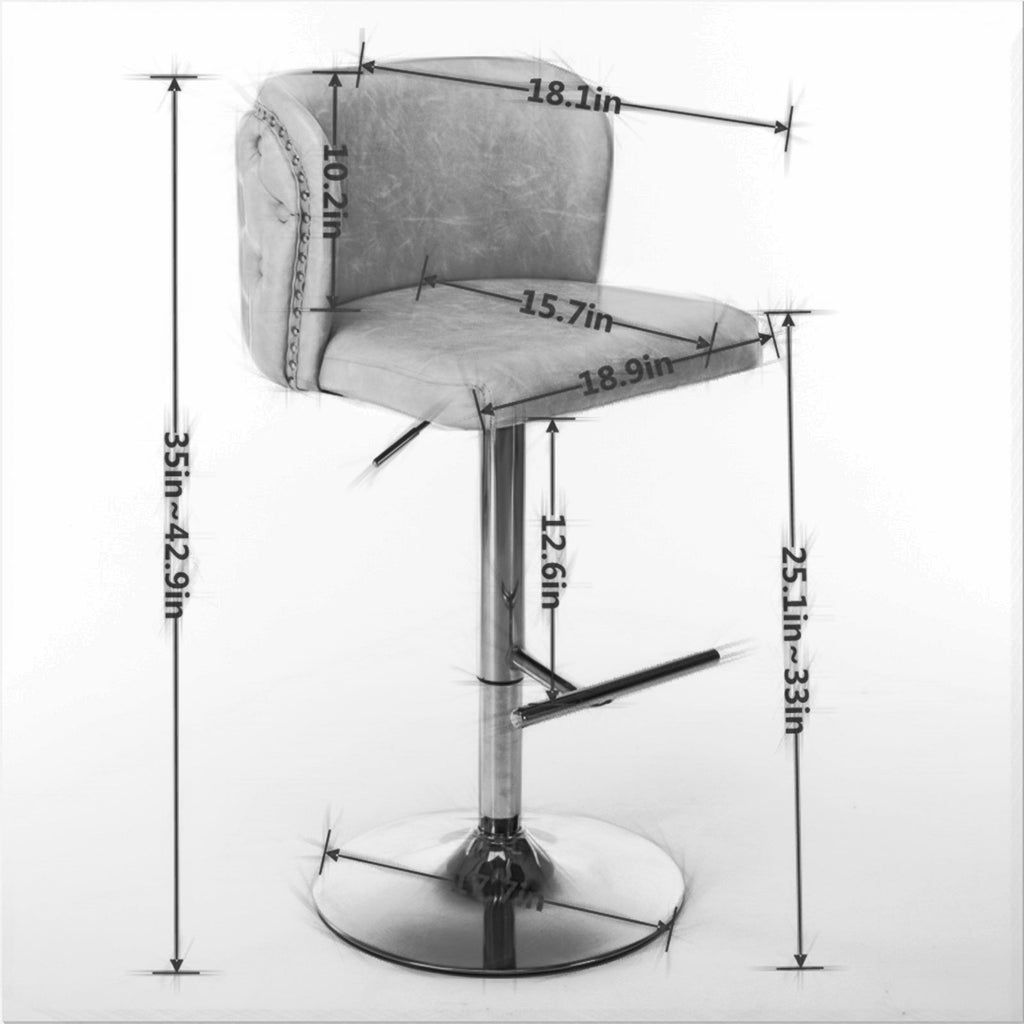 Modern PU Upholstered Bar Stools（Set of 2）