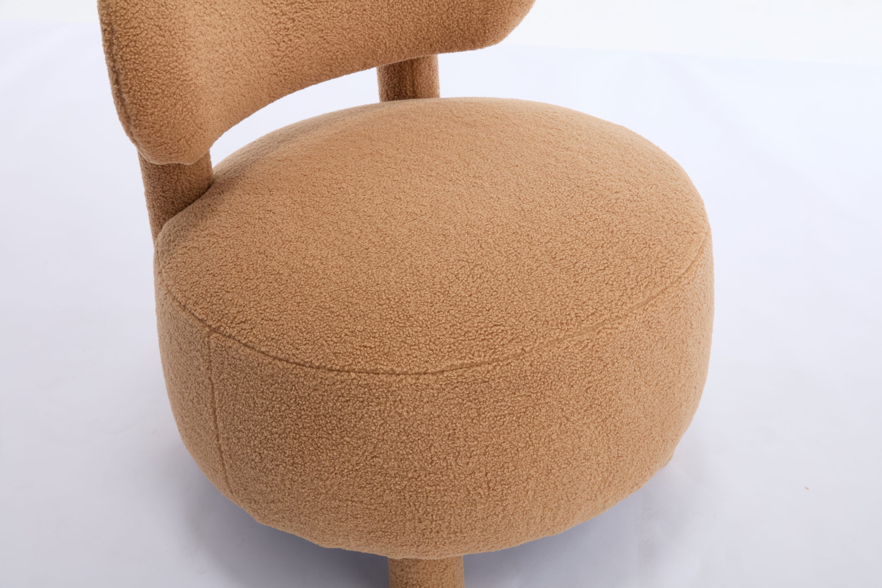 Fur/Teddy Fabric Armless Accent Chair with Curved Backrest