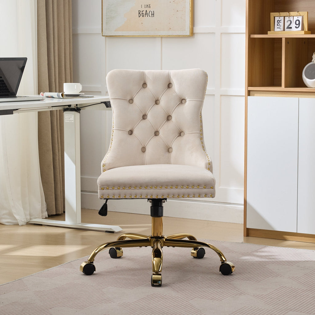 Modern Velvet Upholstered Tufted Button Home Office Chair