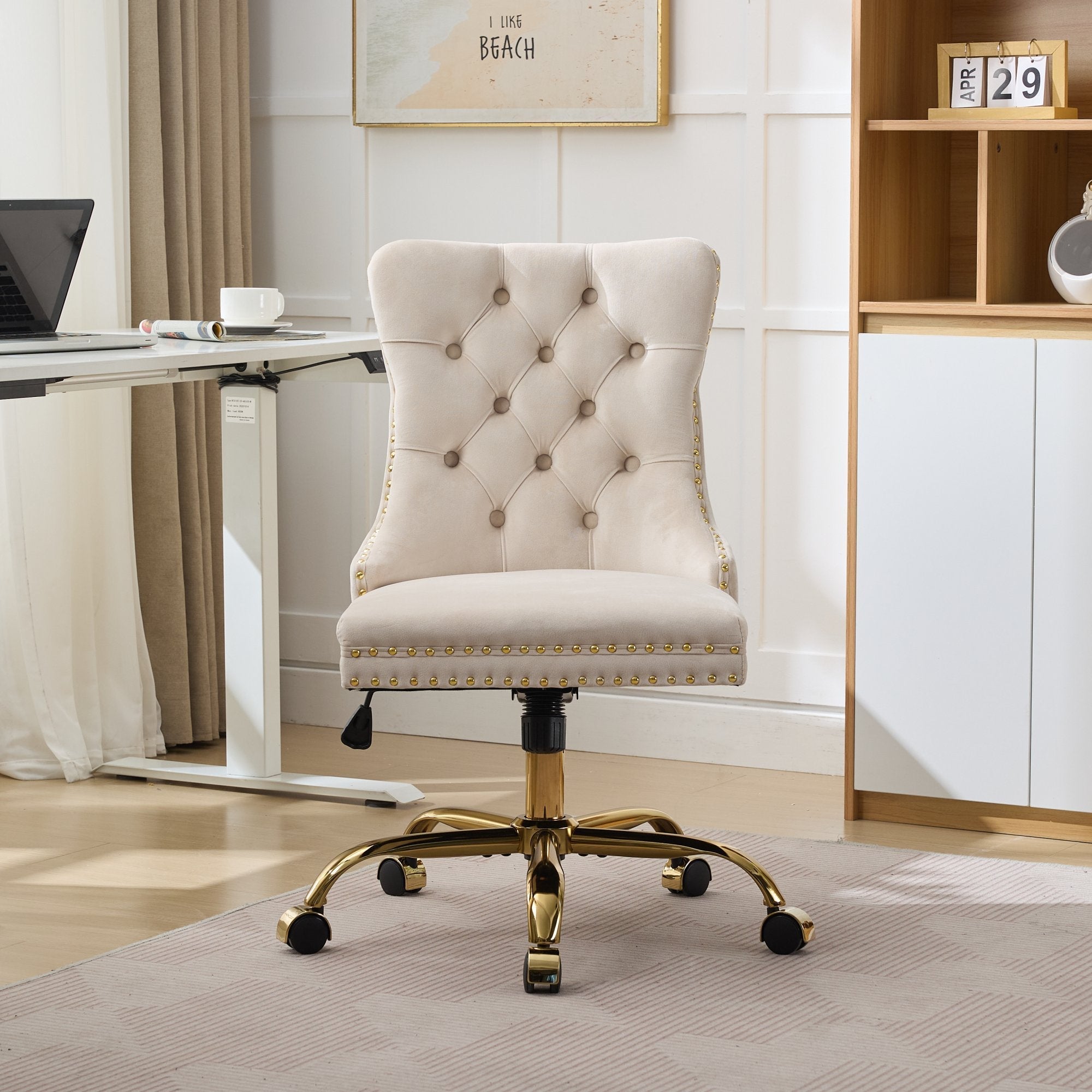 Modern Velvet Upholstered Tufted Button Home Office Chair