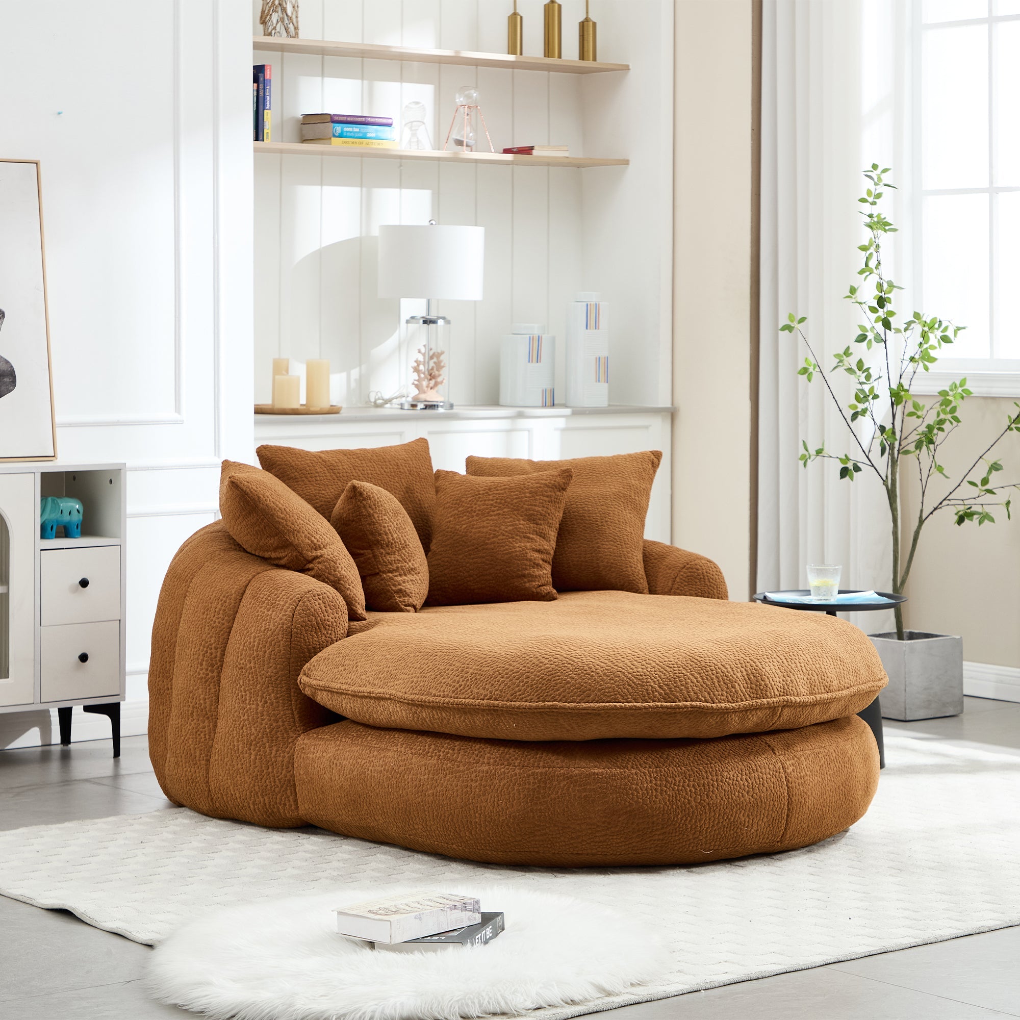 Oversized Oval Upholstered Bean Bag Sofa