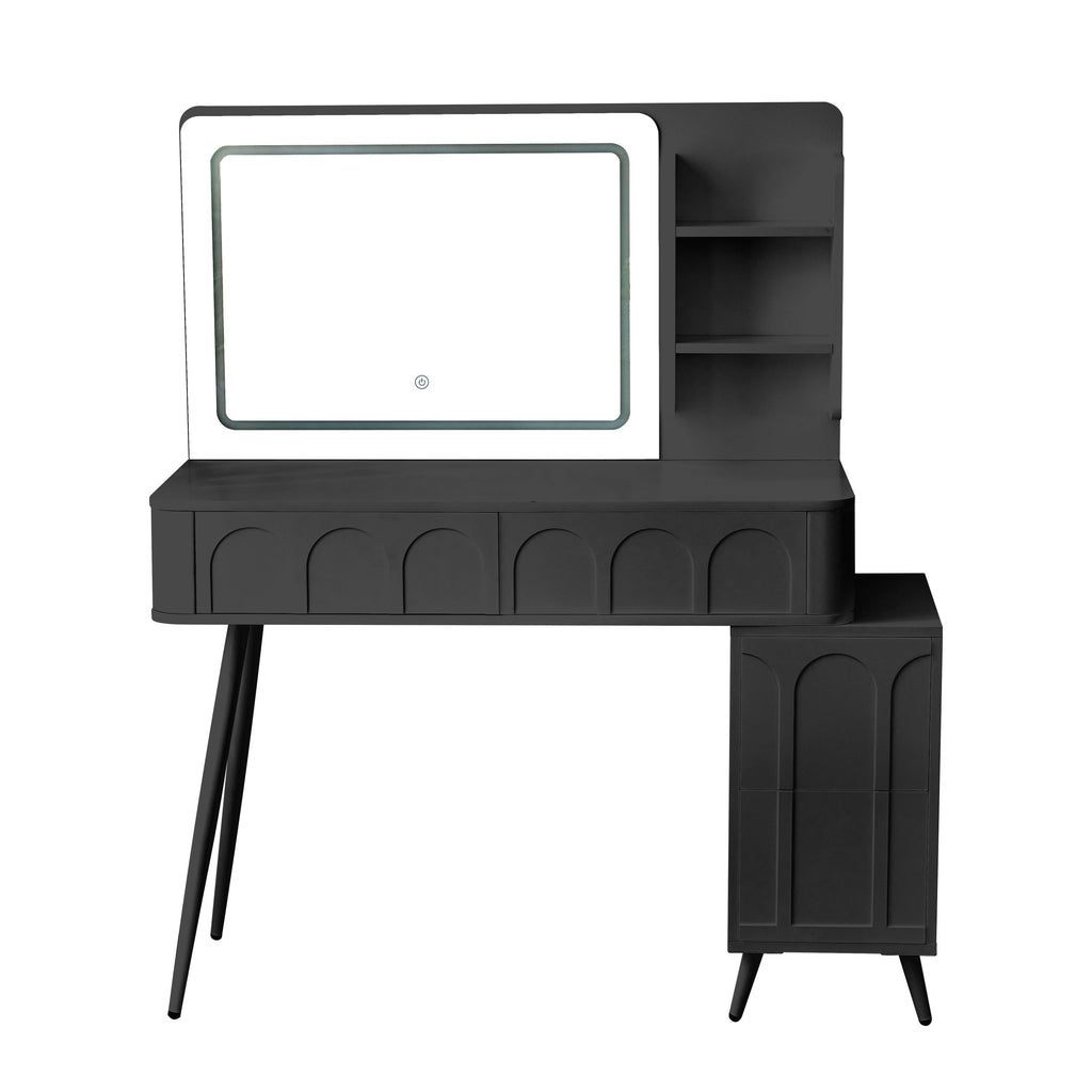 Modern Makeup Vanity Desk with LED Lights and Mirror