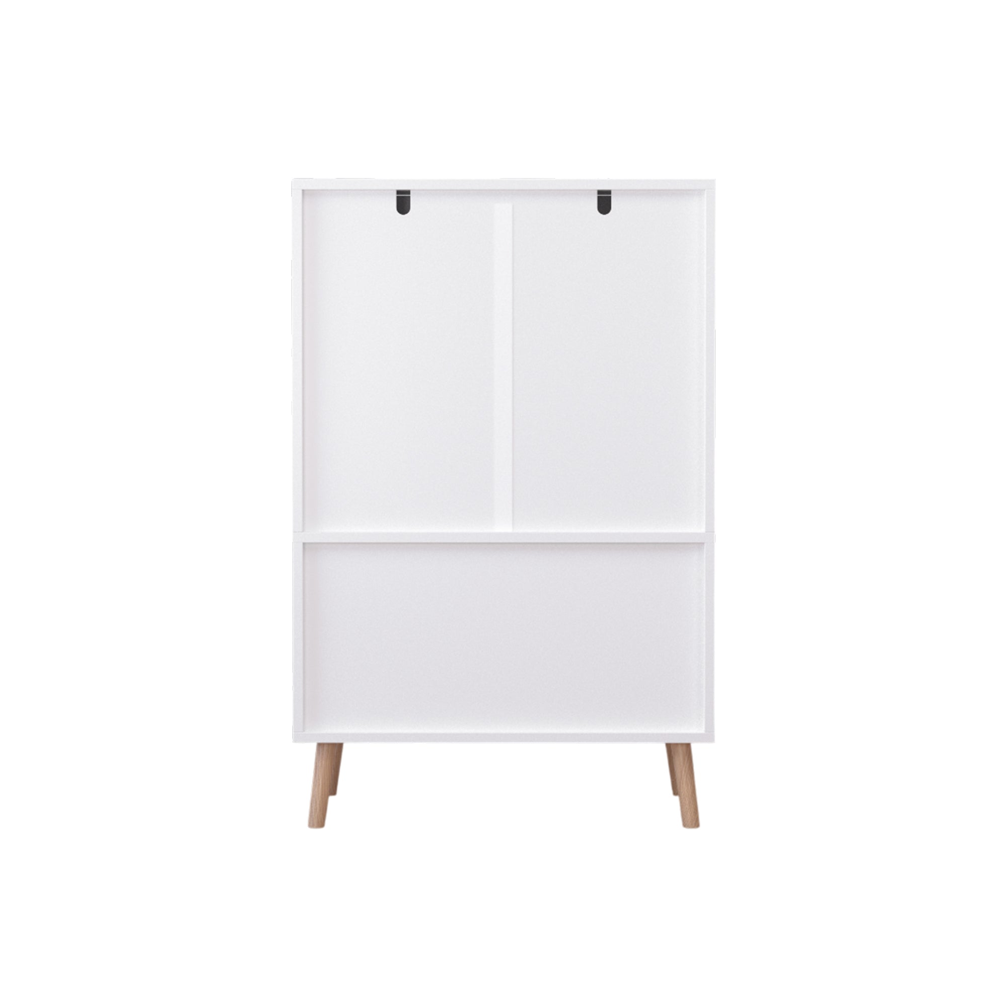 White Modern Wooden Toy Storage Cabinet with Natural Wood Legs
