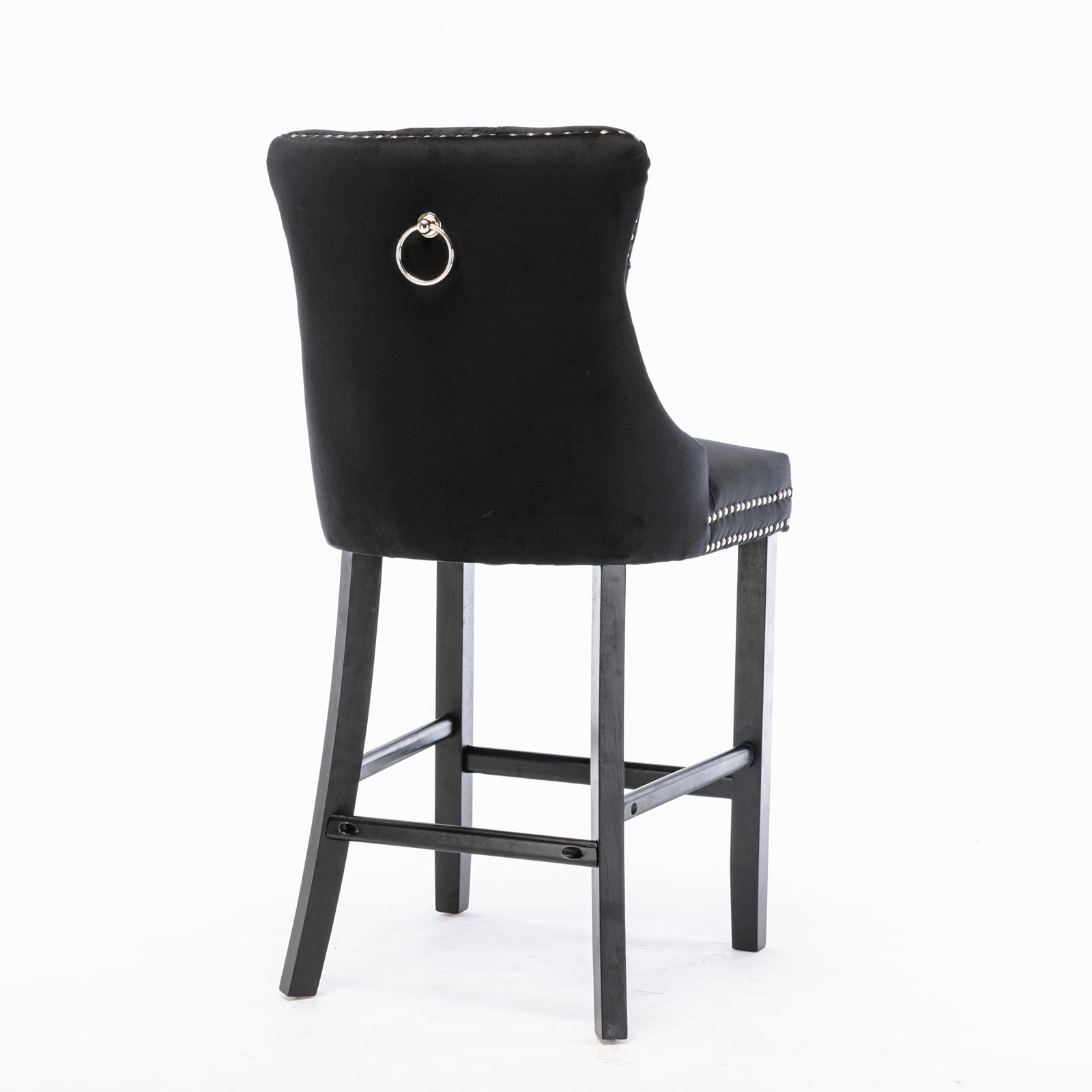 Contemporary Velvet Upholstered Barstools with Button Tufted Decoration (Set of 2)