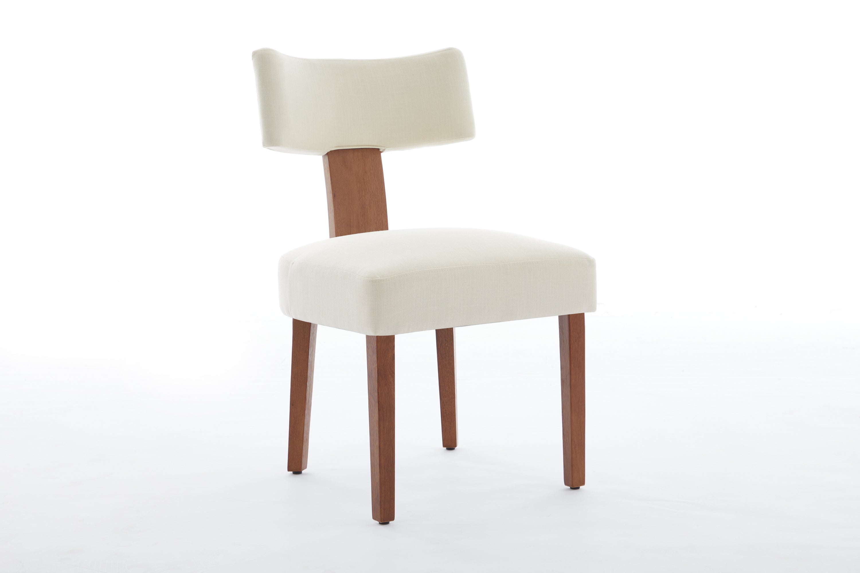 2Pcs  Modern Armless Dining Chairs With Curved Wingback and Solid Wooden Legs