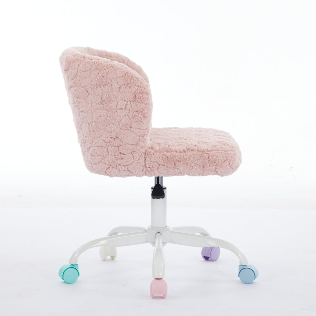 Artificial Rabbit Hair Adjustable Office Chair with Metal Base