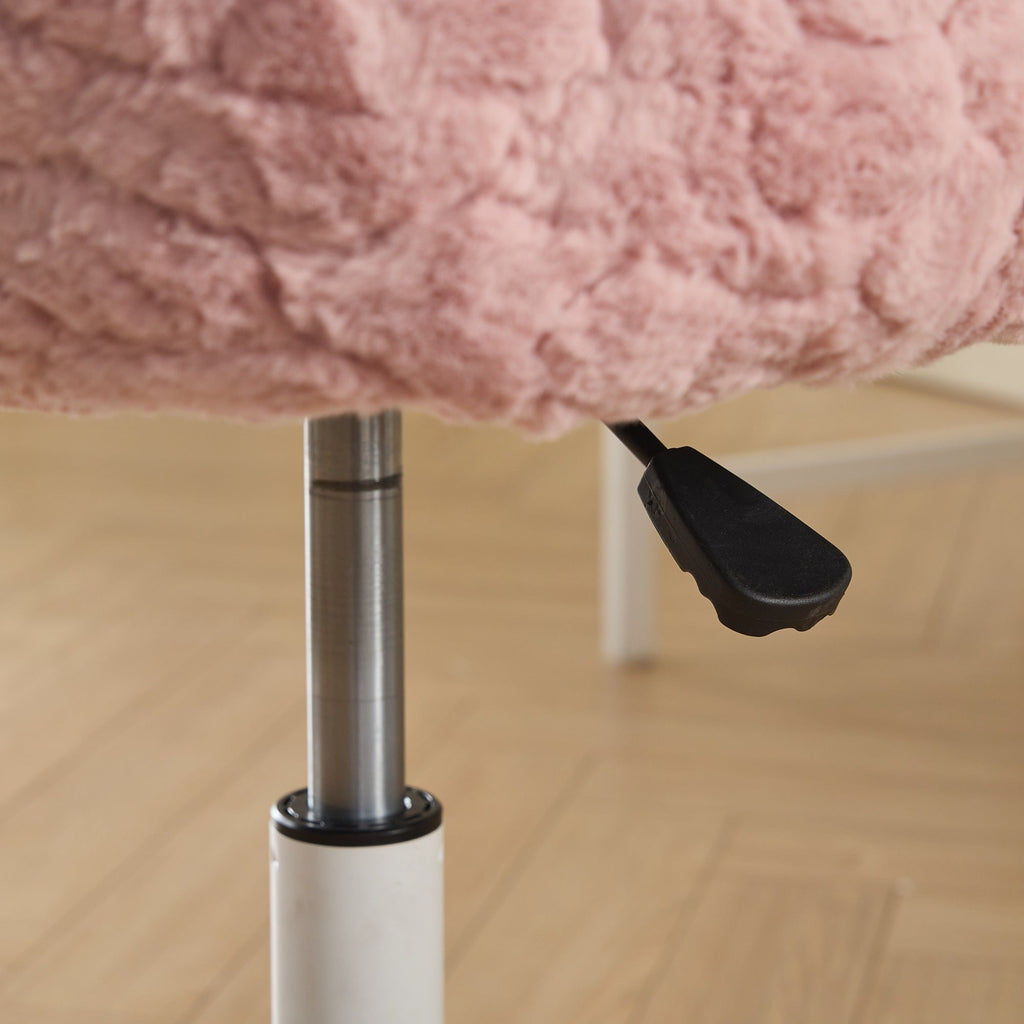 Artificial Rabbit Hair Adjustable Office Chair with Metal Base