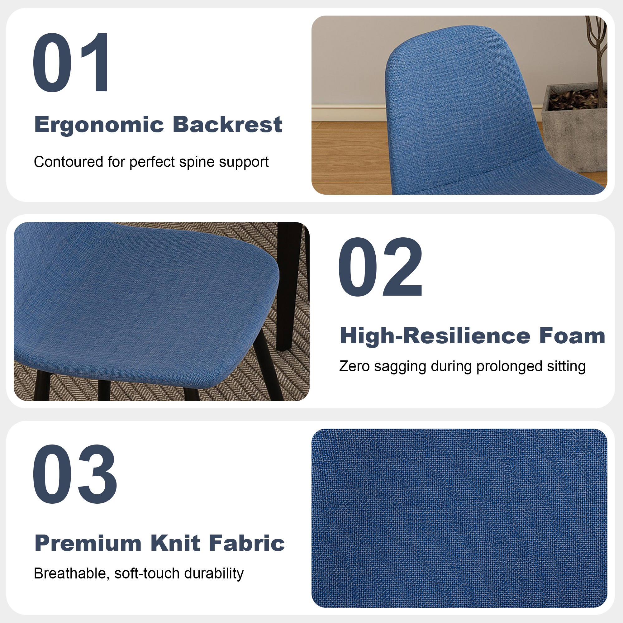 Modern Knit Fabric Dining Chairs with Iron Legs (Set of 4)