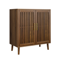 Farmhouse Walnut Sideboard Buffet Cabinet With Louvered Doors