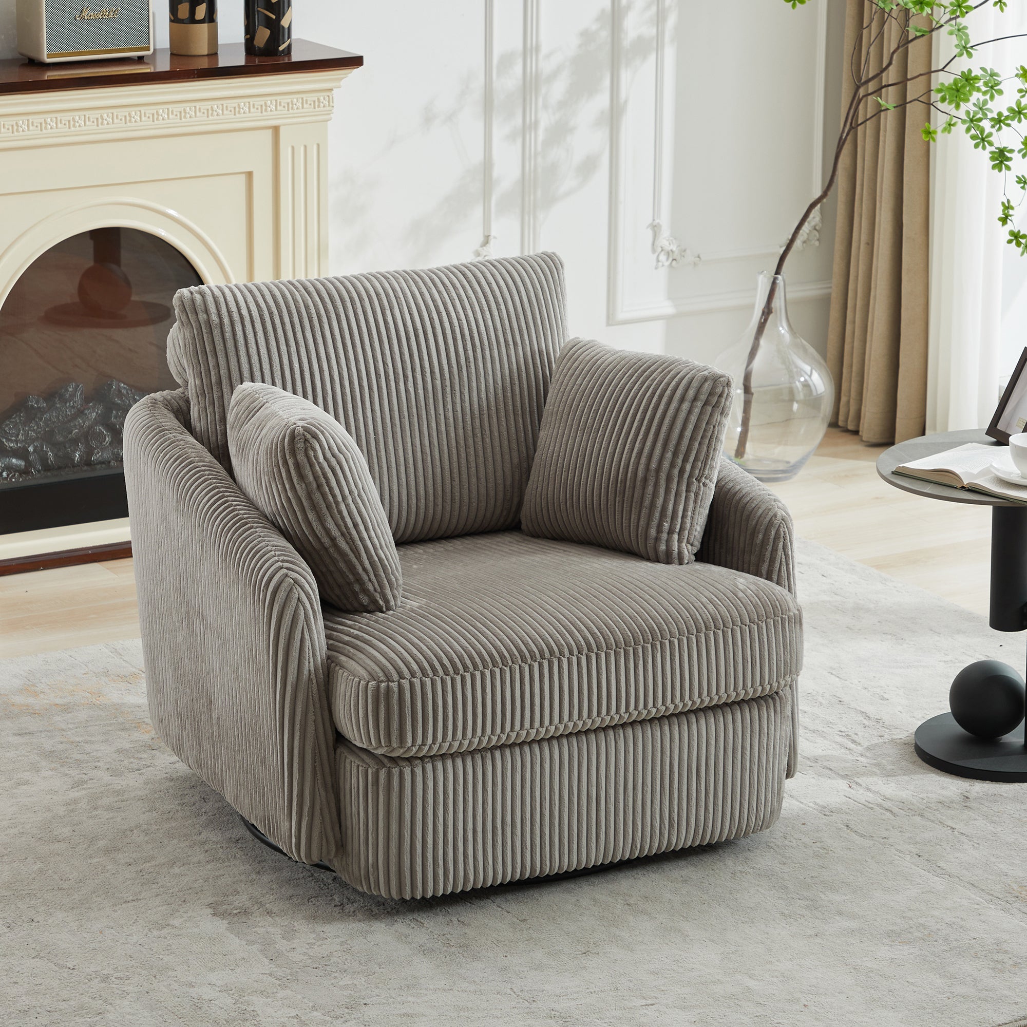 40.55'W Swivel Accent Sofa Chair with 2 Thorw Pillows