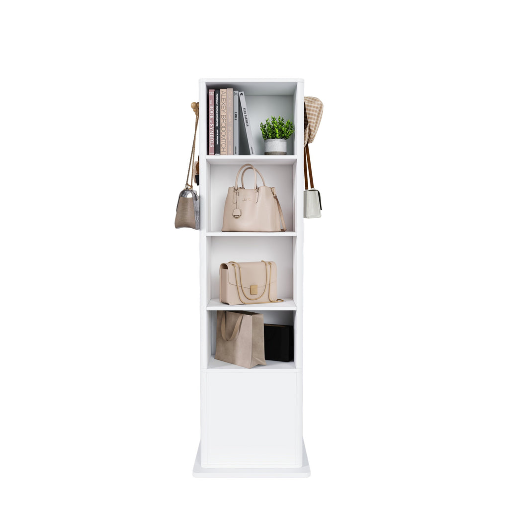 360° Rotating Makeup Cabinet with Full-Length Mirror and Jewelry Storage