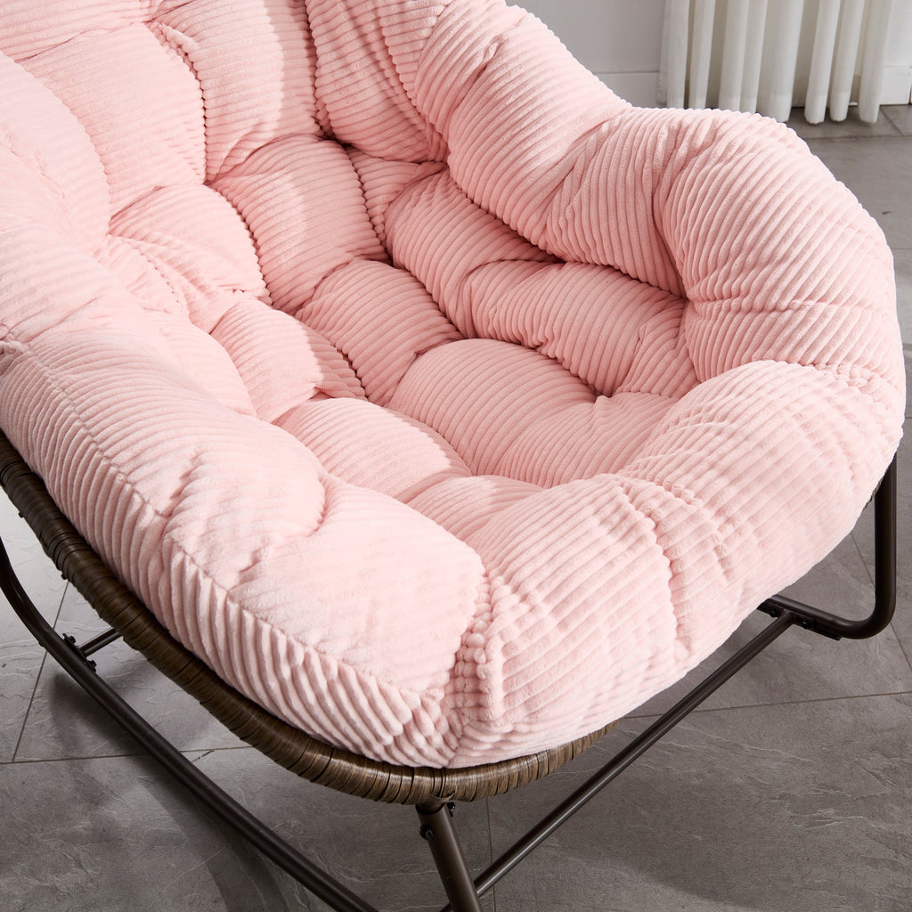Outdoor Rattan Rocking Recliner Chair with Padded Cushion