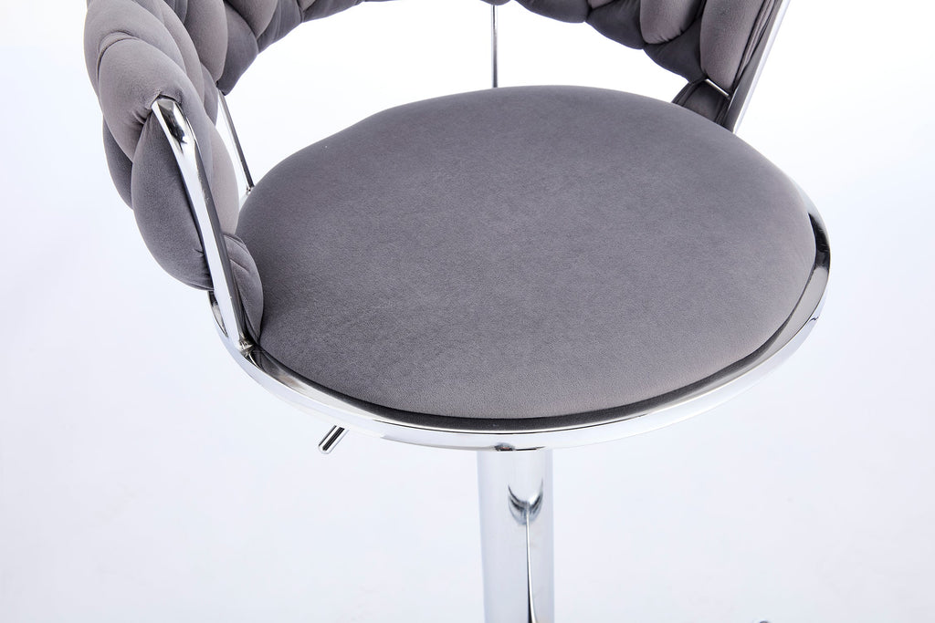 2PCS Metal Bar Stools with Chrome Footrest and Base