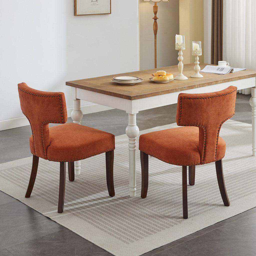 Mid Century Farmhouse Linen Fabric Dining Chairs (Set of 2)