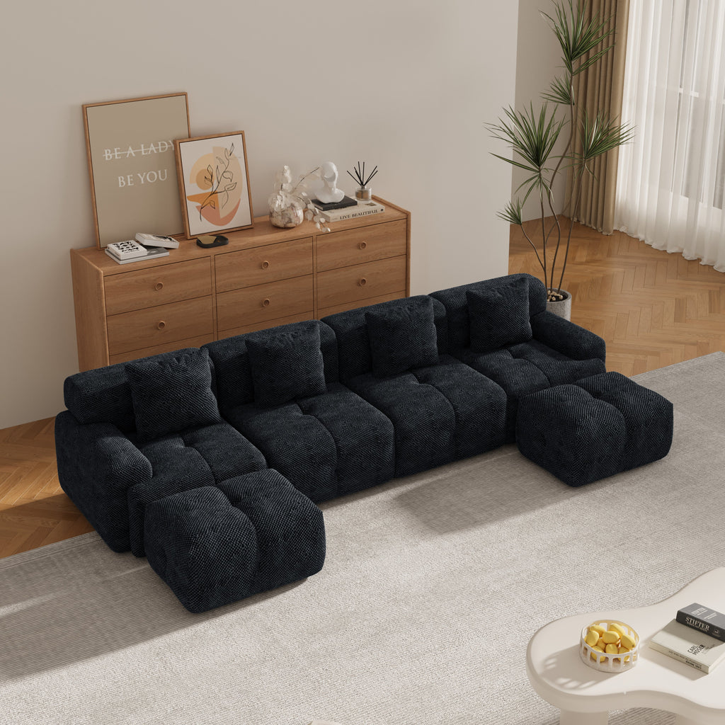 Oversized Boneless Convertible Cloud Couch with Movable Ottoman