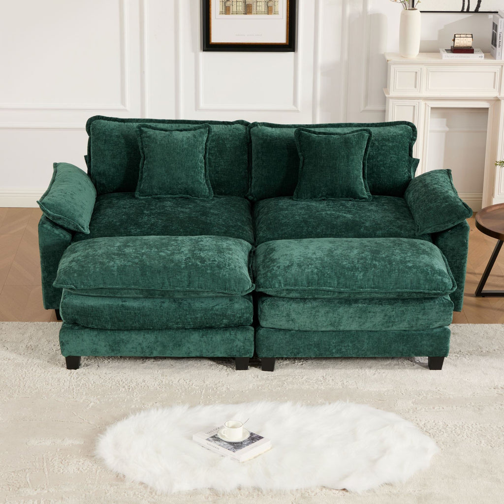 Modern Comfy Upholstered Seat Cushion Sectional Couch (Ottoman is Not Included)