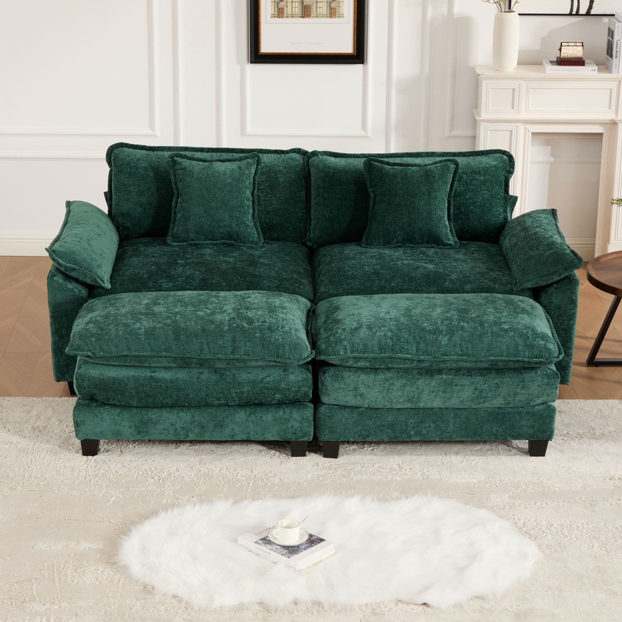 Modern Comfy Upholstered Seat Cushion Sectional Couch (Ottoman is Not Included)