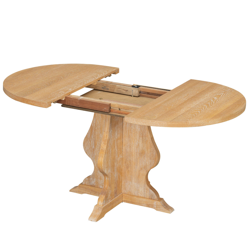 5-Piece Farmhouse Extendable Dining Table Set with 4 Upholstered Chairs