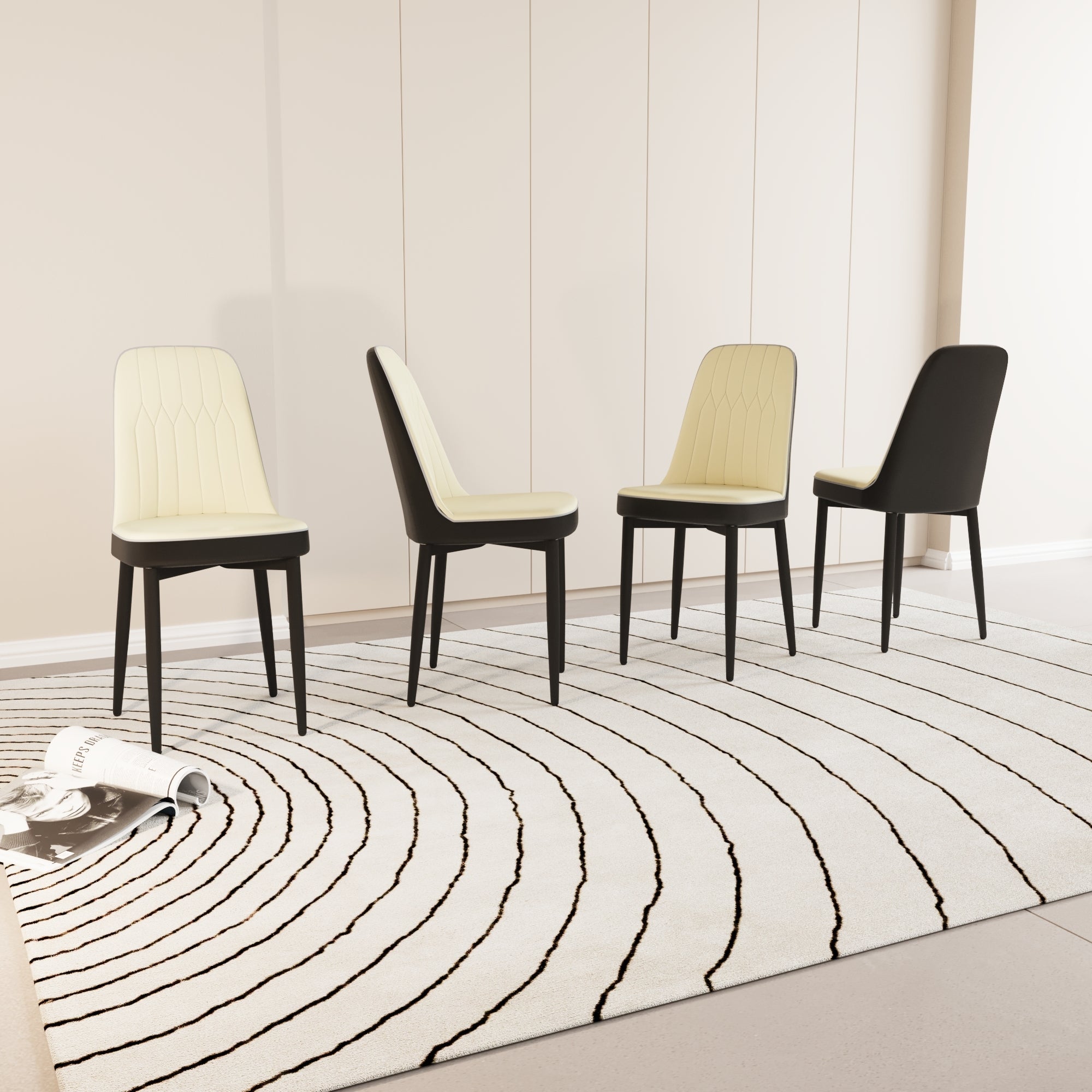 Modern Dining Chair Set of 4 with High-Quality PU Leather