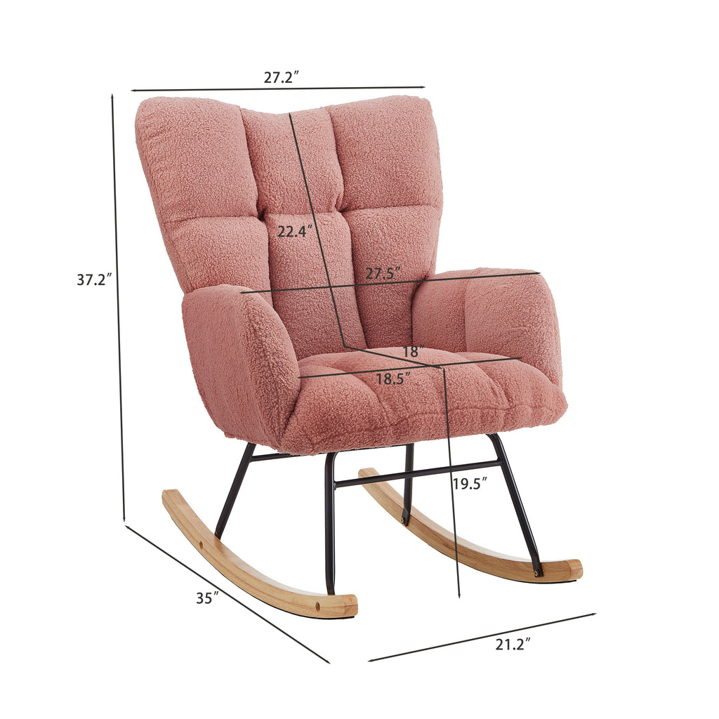 Tufted Upholstered Teddy Fabric Glider Rocking Chair
