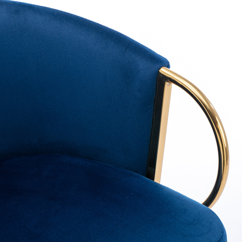 Velvet Bar Stools with Chrome Footrest and Base（Set of 2)