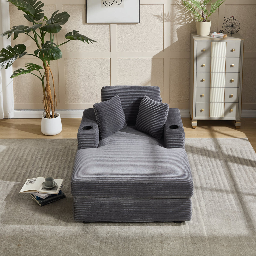 Corduroy Upholstered Chaise Lounge Sofa